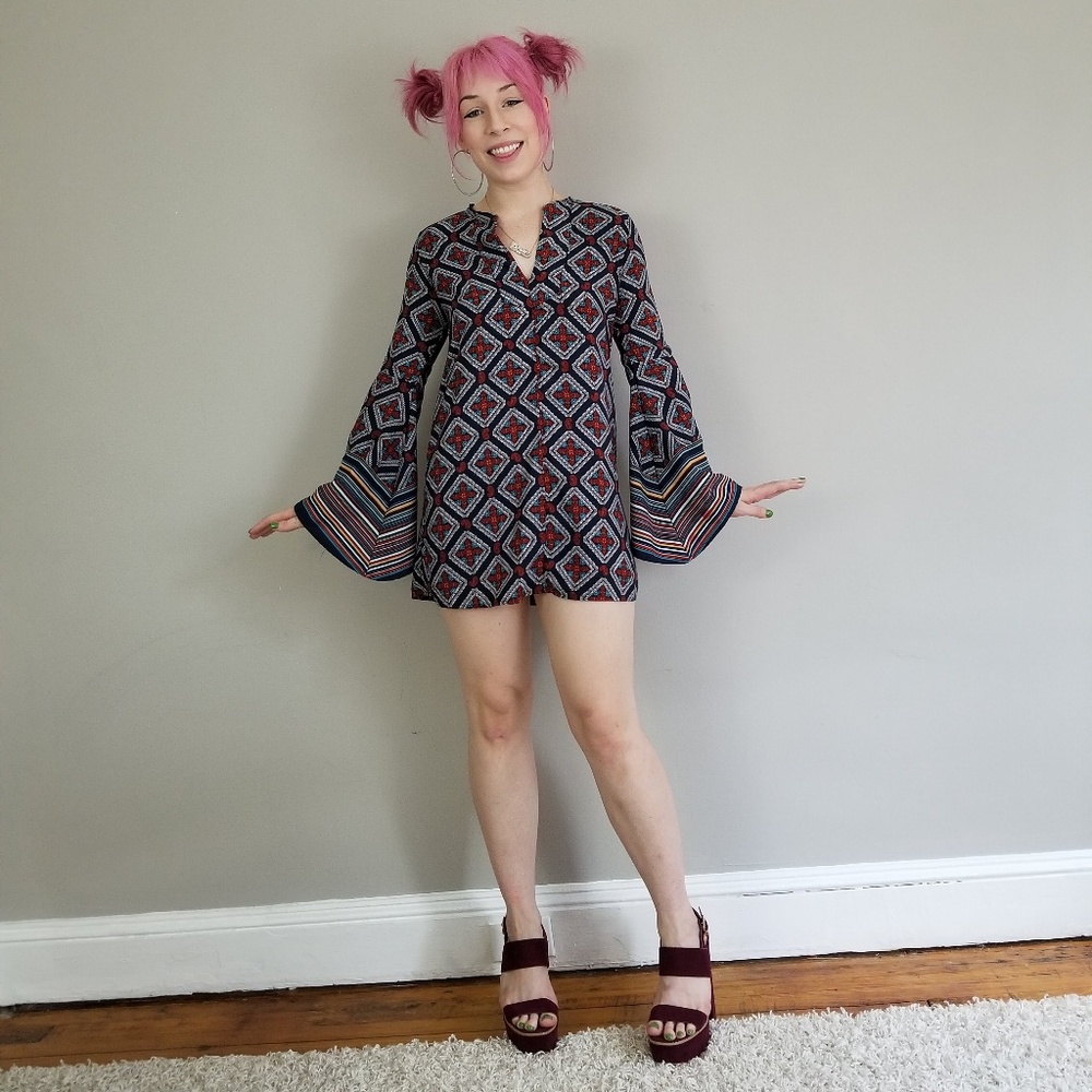 SOLD Bell sleeve mini retro dress